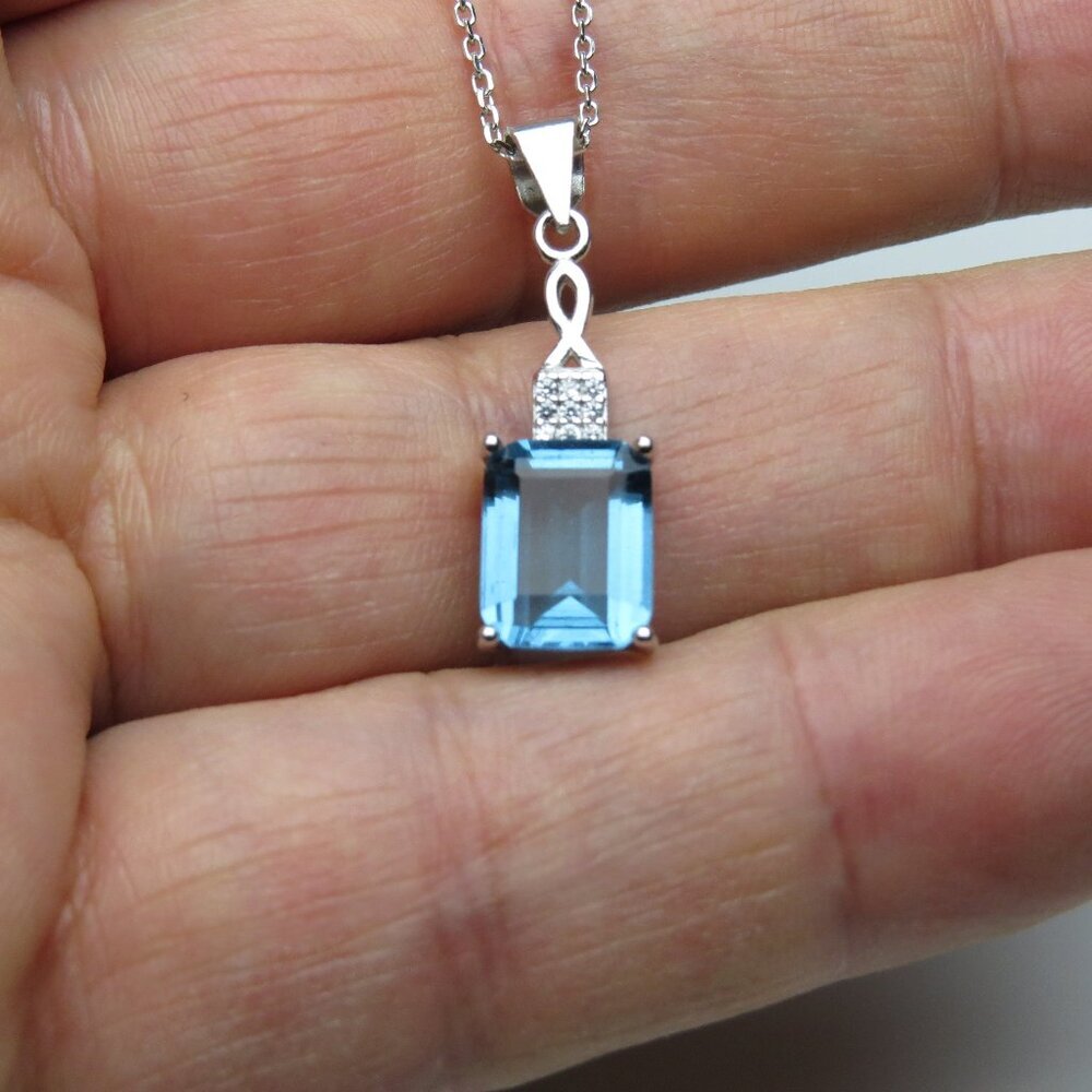 Sterling Silver Diamond & Gemstone Earring Pendant Chain Set